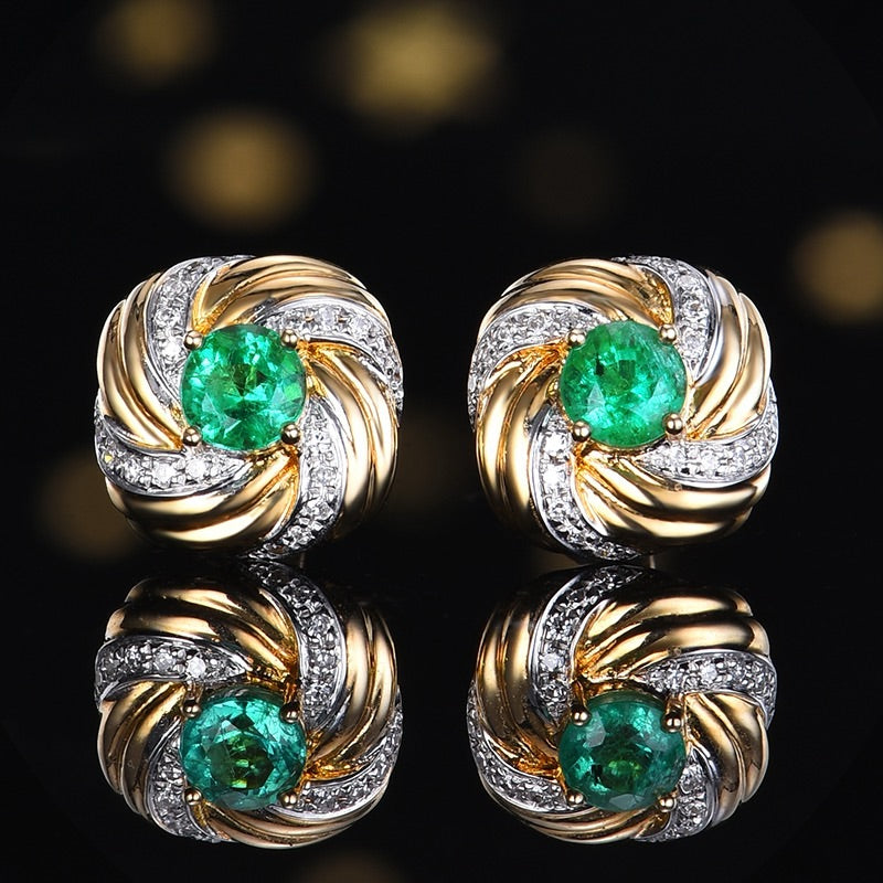 Natural Emerald Earrings Stud