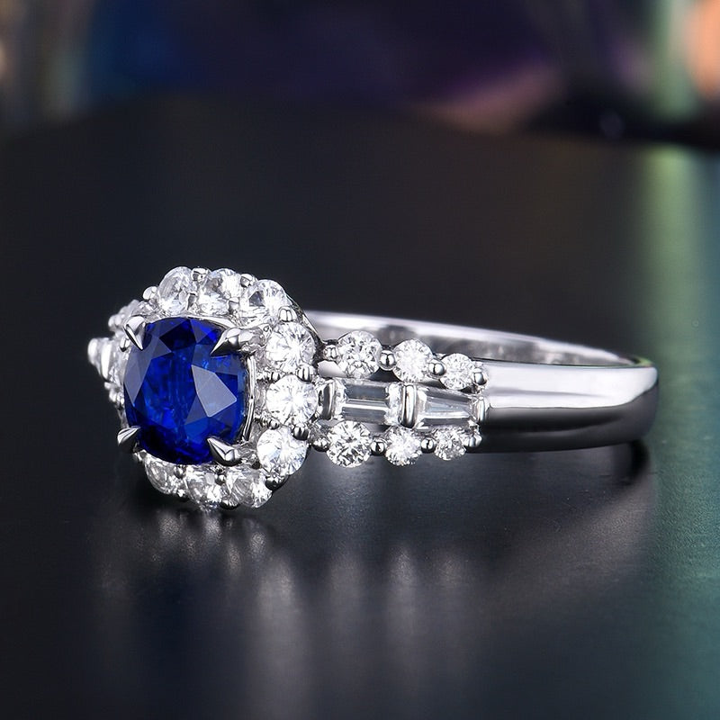 Natural Sapphire Ring Cushion Cut only 1 Piece Design