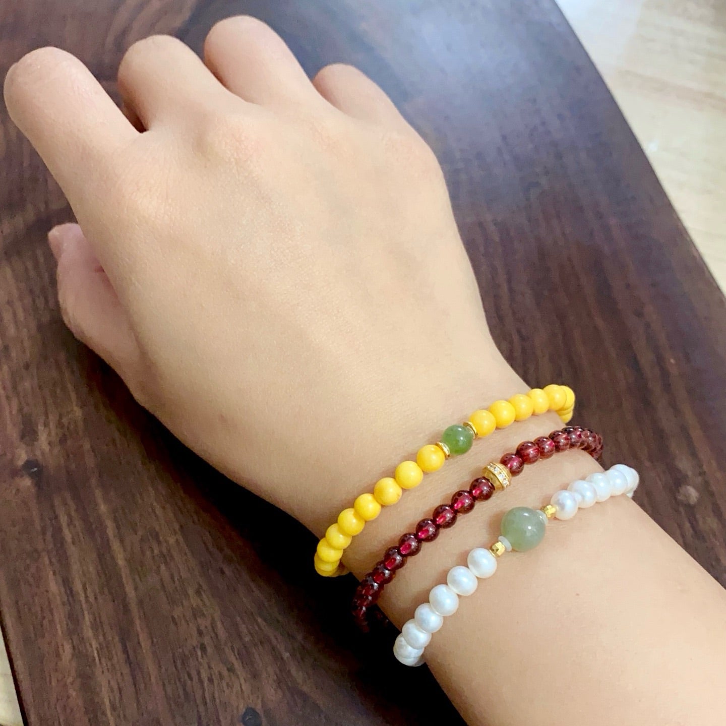 Natural pearl and jade bracelet(6MM)