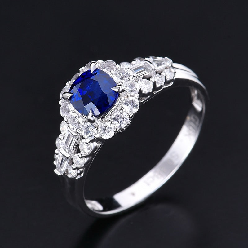 Natural Sapphire Ring Cushion Cut only 1 Piece Design