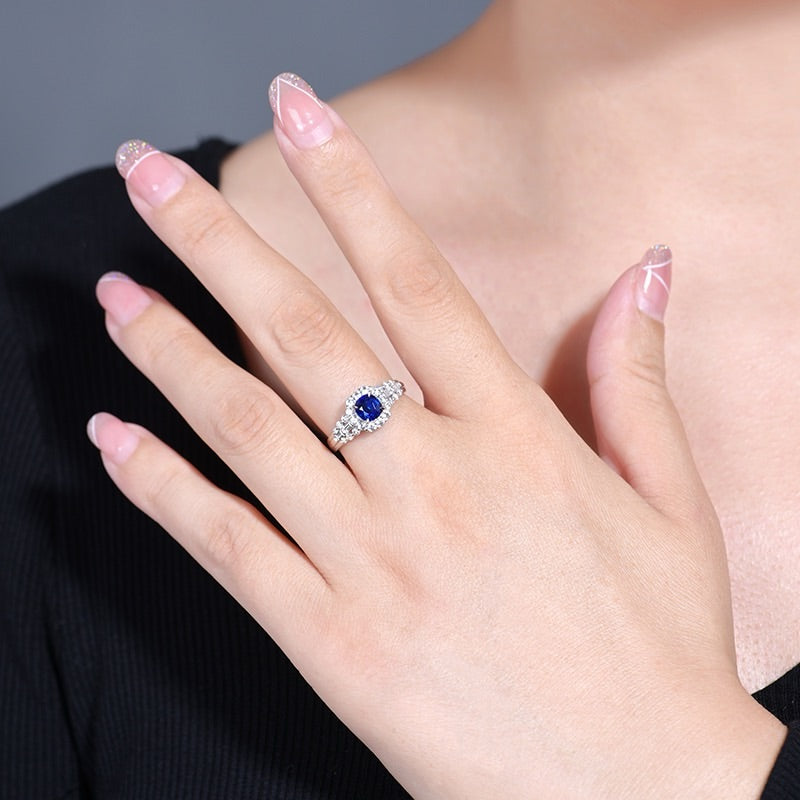 Natural Sapphire Ring Cushion Cut only 1 Piece Design