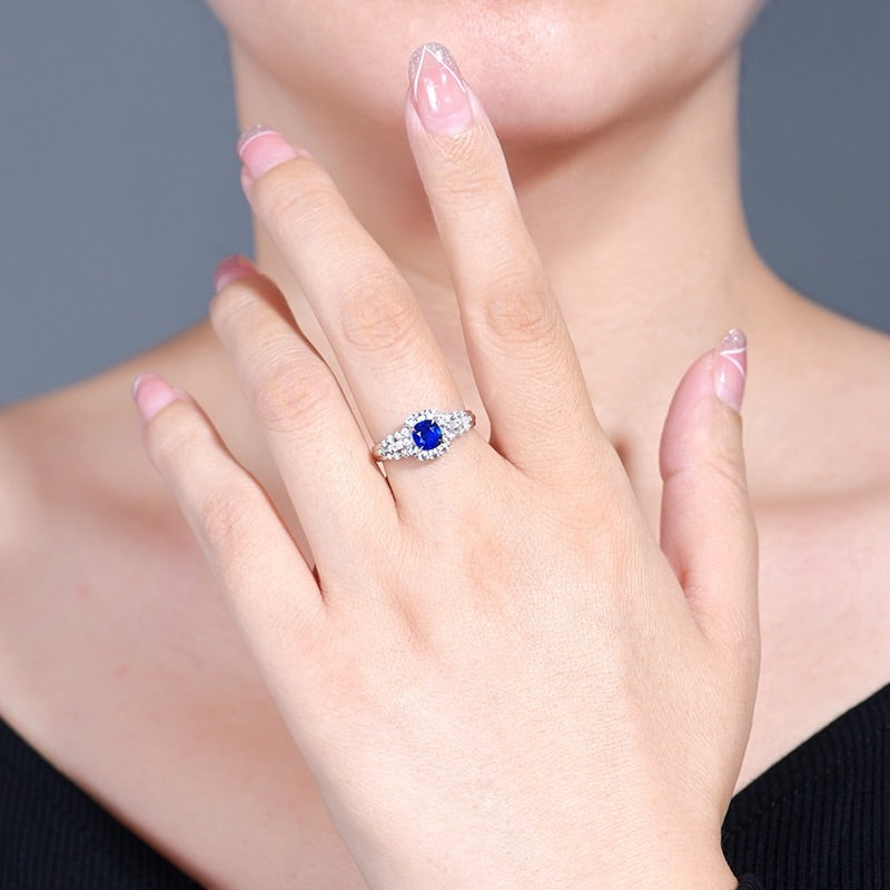 Natural Sapphire Ring Cushion Cut only 1 Piece Design