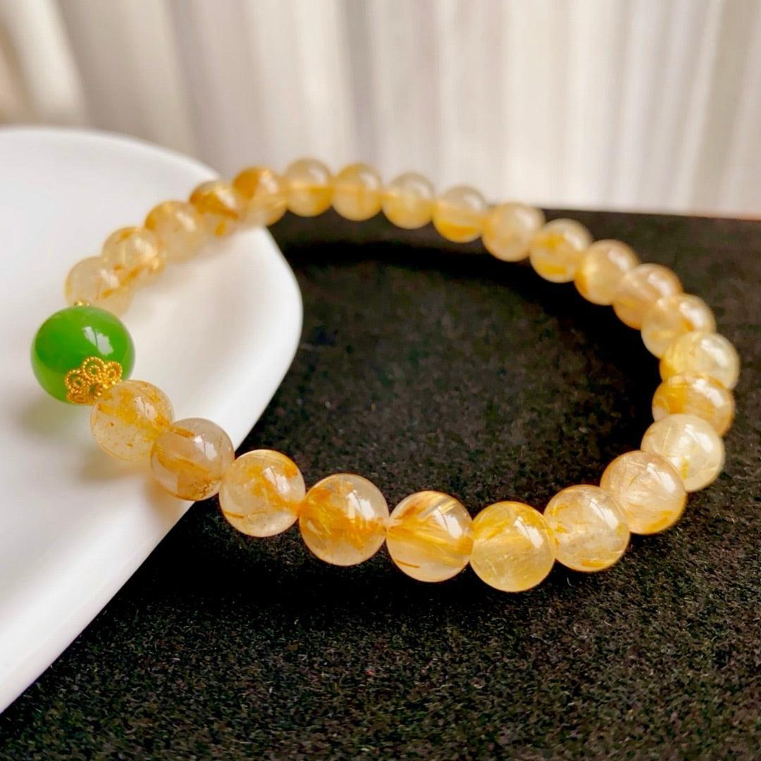 Natural Rutilated Quartz bracelet (7.8MM)