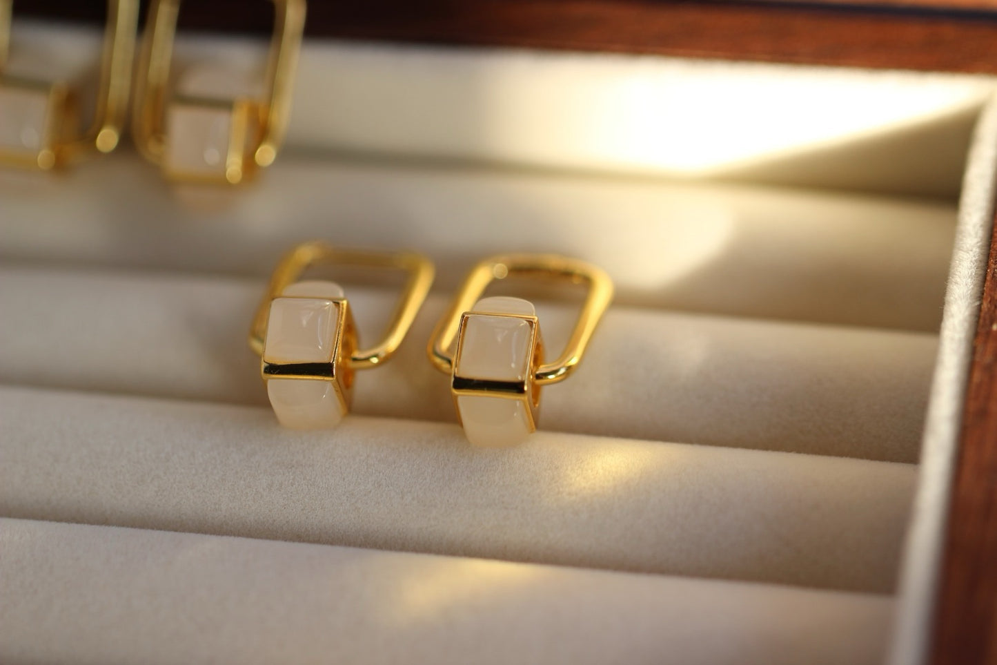 Two function Jade earrings with milky white color