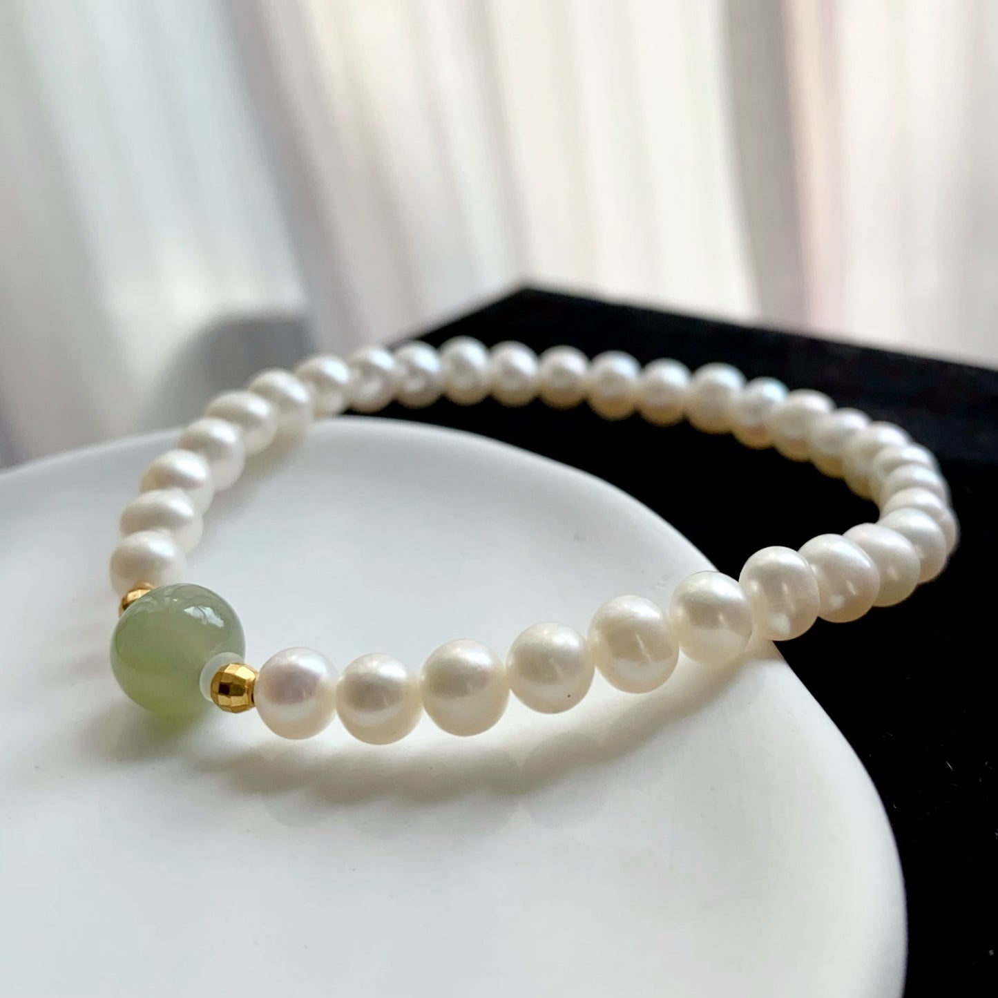 Natural pearl and jade bracelet(6MM)