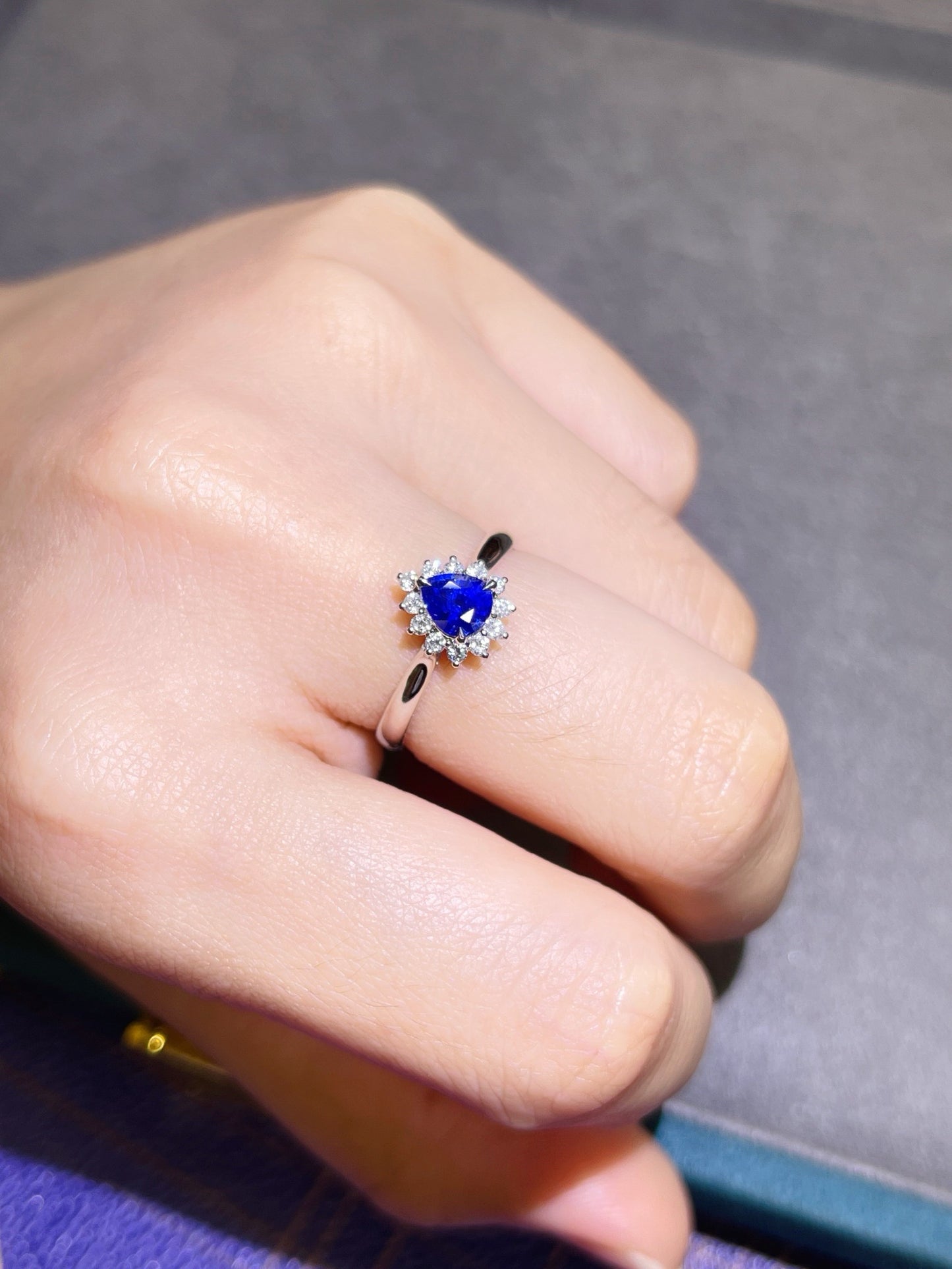 Pear Shape Natural Sapphire Ring(Ring size is Customization)