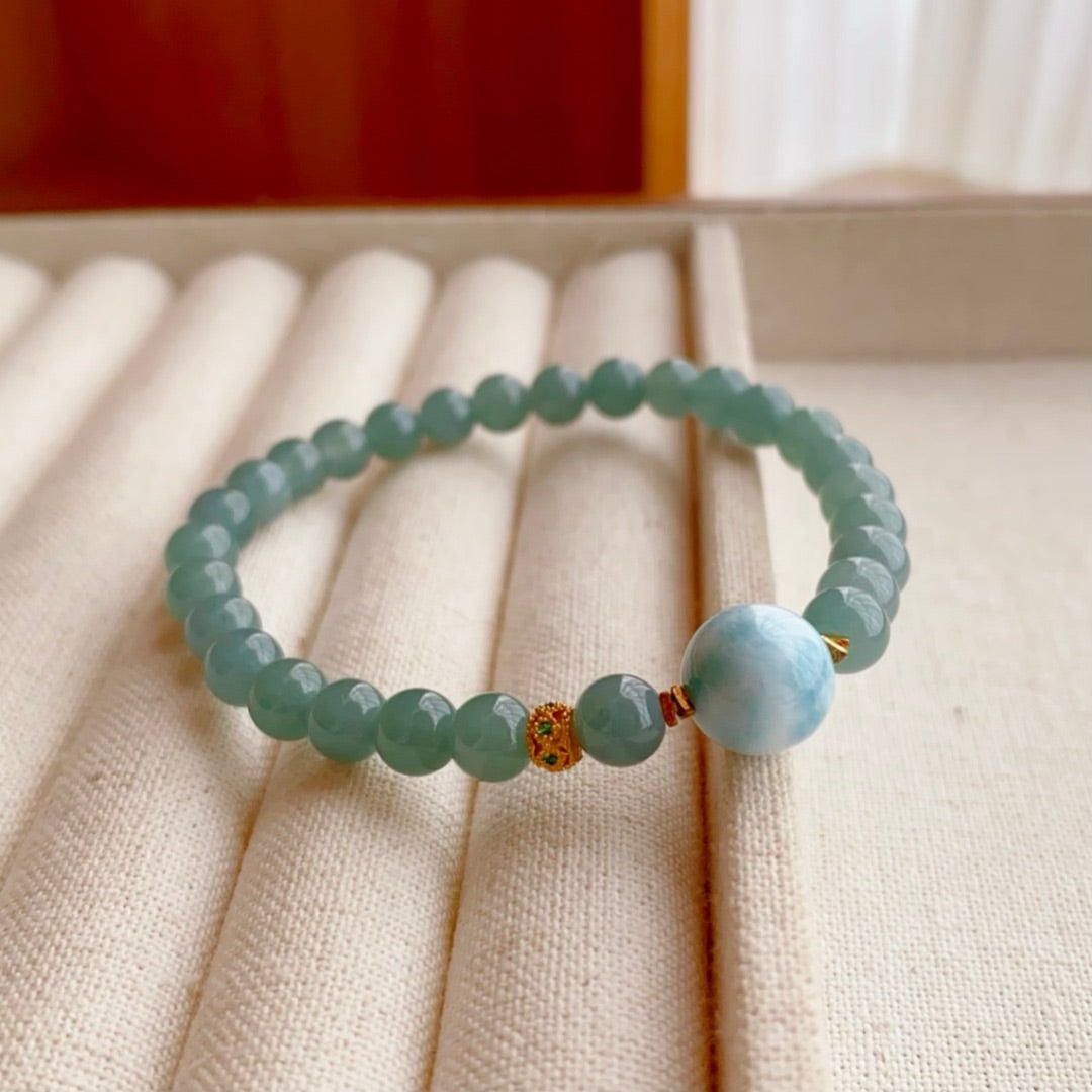 Nature blue water kind of jadeite Bracelet (6MM)