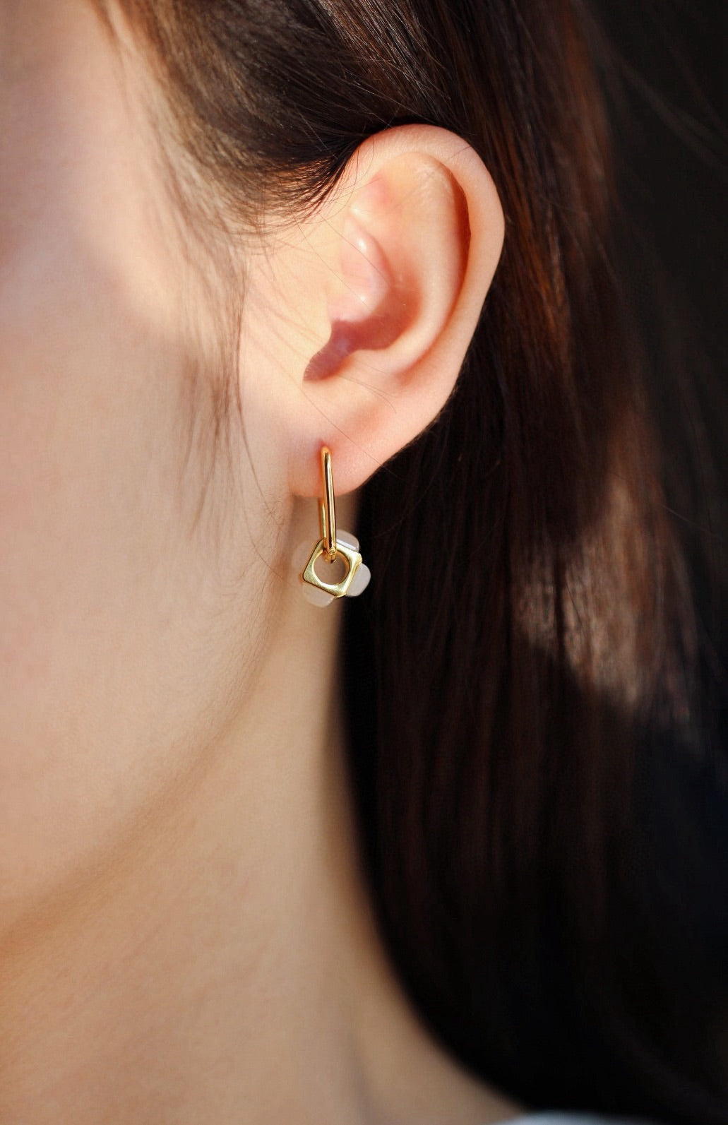 Two function Jade earrings with milky white color