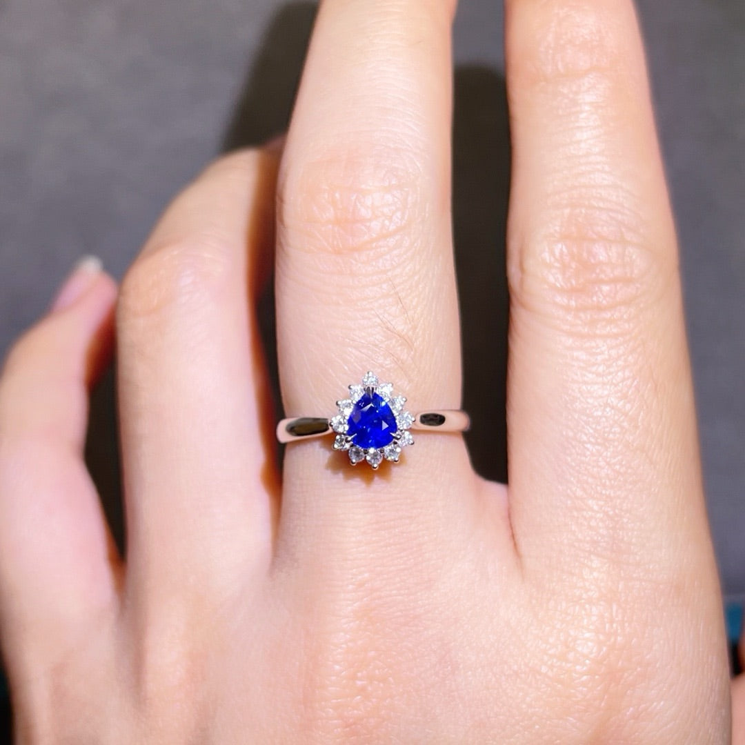 Pear Shape Natural Sapphire Ring(Ring size is Customization)