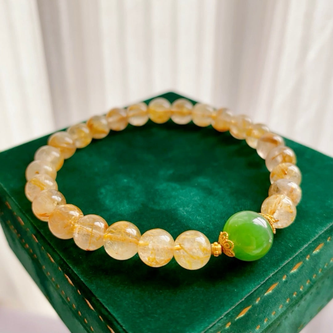 Natural Rutilated Quartz bracelet (7.8MM)
