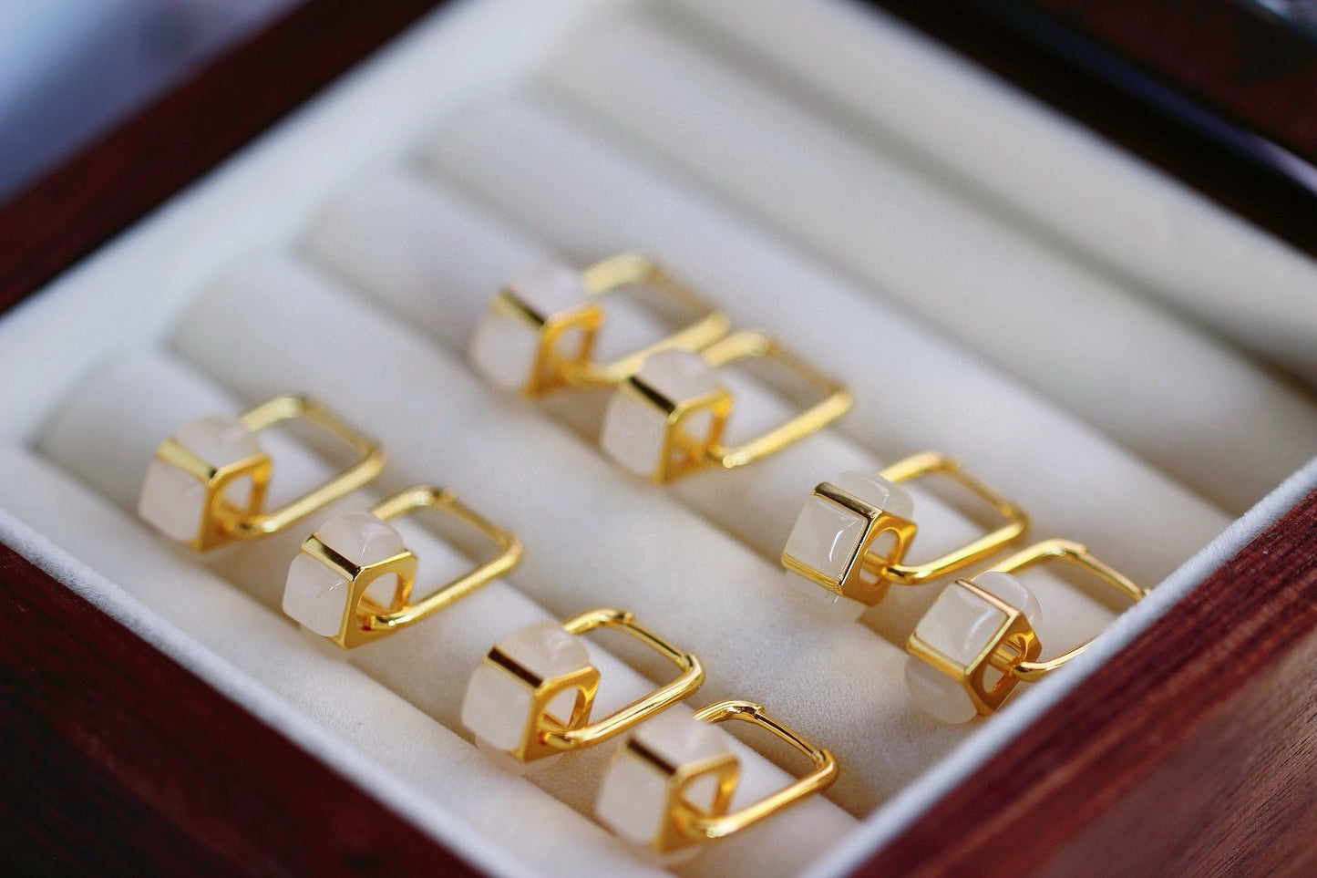 Two function Jade earrings with milky white color
