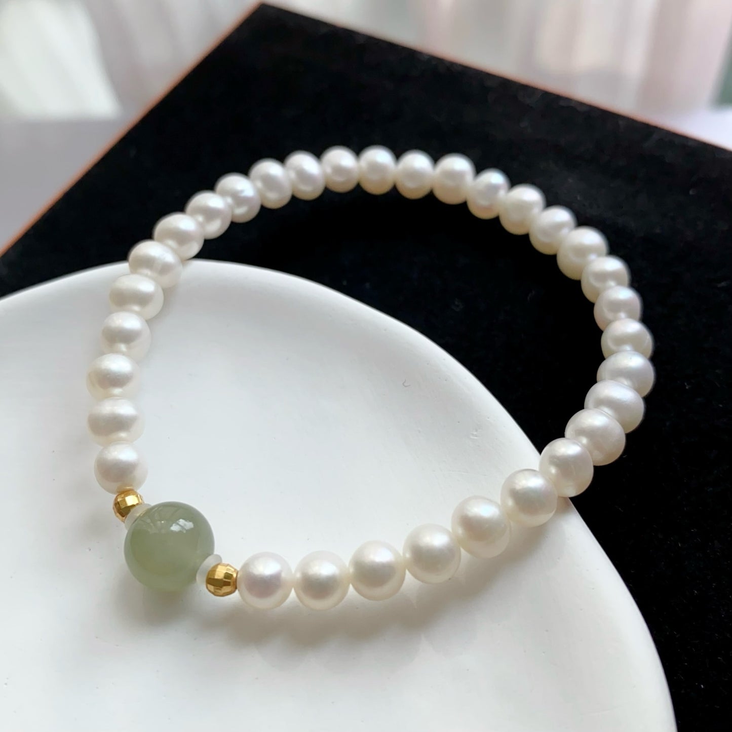 Natural pearl and jade bracelet(6MM)