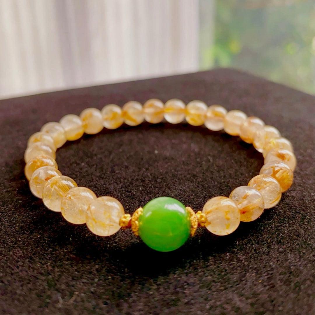 Natural Rutilated Quartz bracelet (7.8MM)