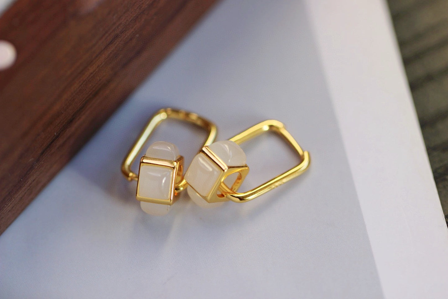 Two function Jade earrings with milky white color