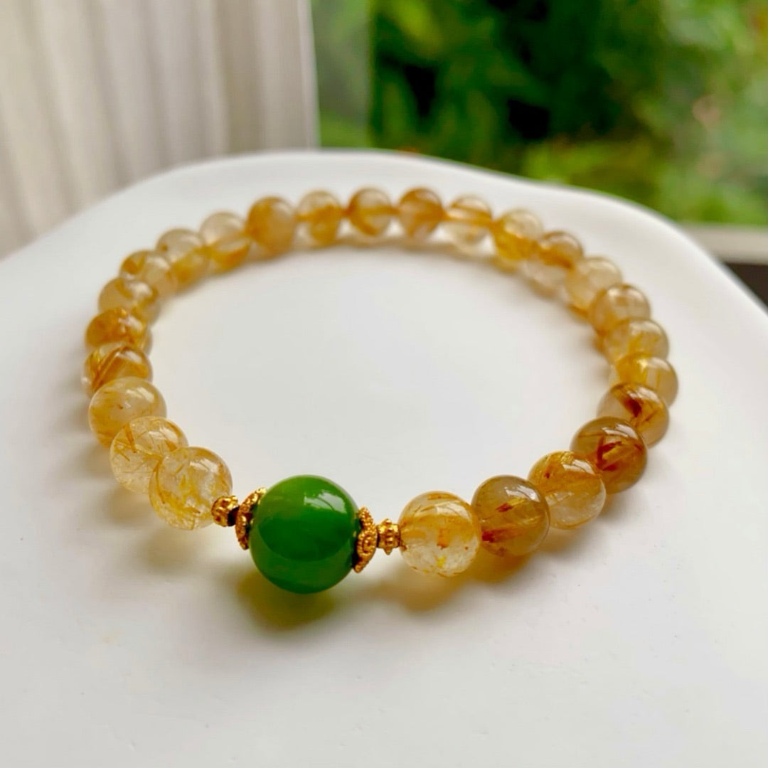 Natural Rutilated Quartz bracelet (7.8MM)
