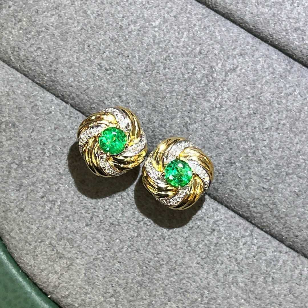 Natural Emerald Earrings Stud
