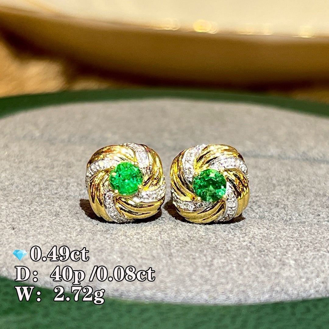 Natural Emerald Earrings Stud