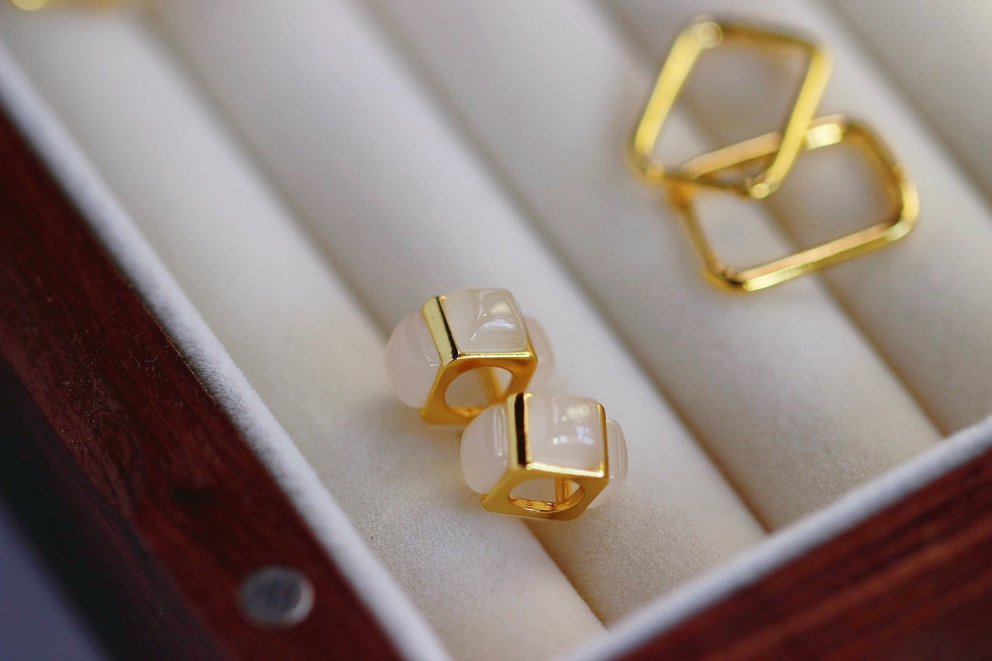 Two function Jade earrings with milky white color