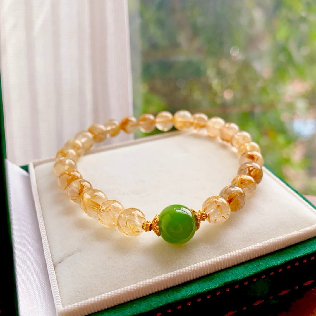 Natural Rutilated Quartz bracelet (7.8MM)