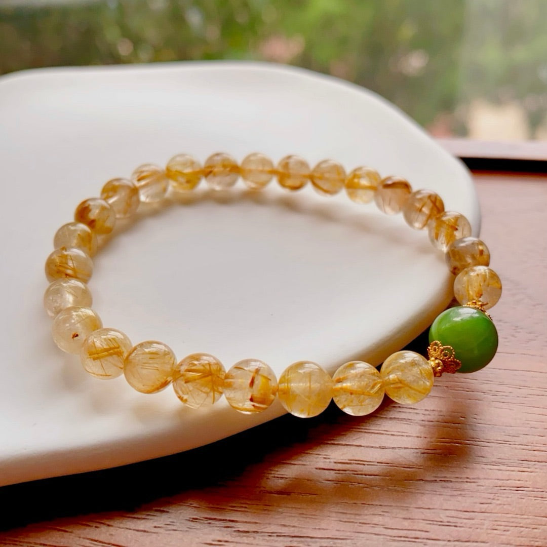 Natural Rutilated Quartz bracelet (7.8MM)