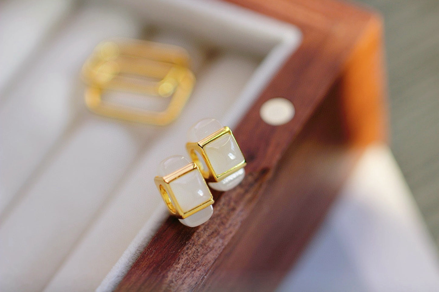 Two function Jade earrings with milky white color