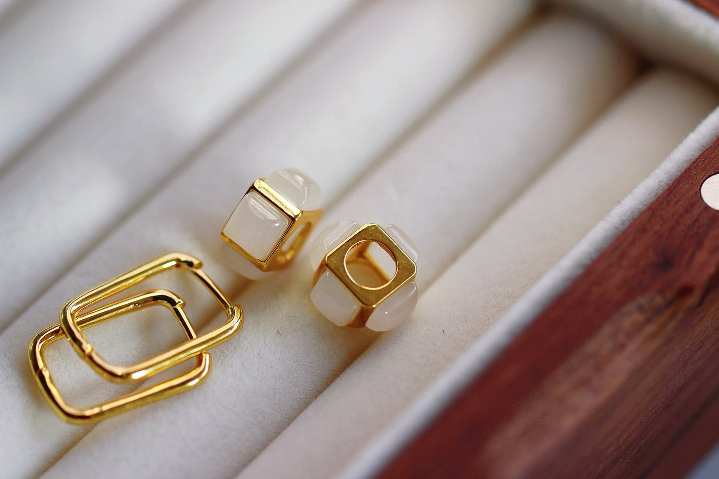 Two function Jade earrings with milky white color