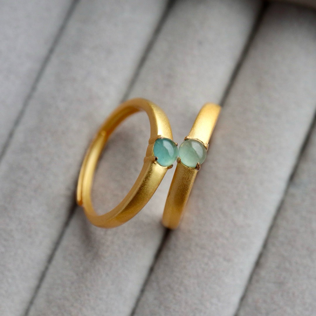 Natural Chrysoprasus Ring with classic traditional Chinese handcrafted design(Adjustable)
