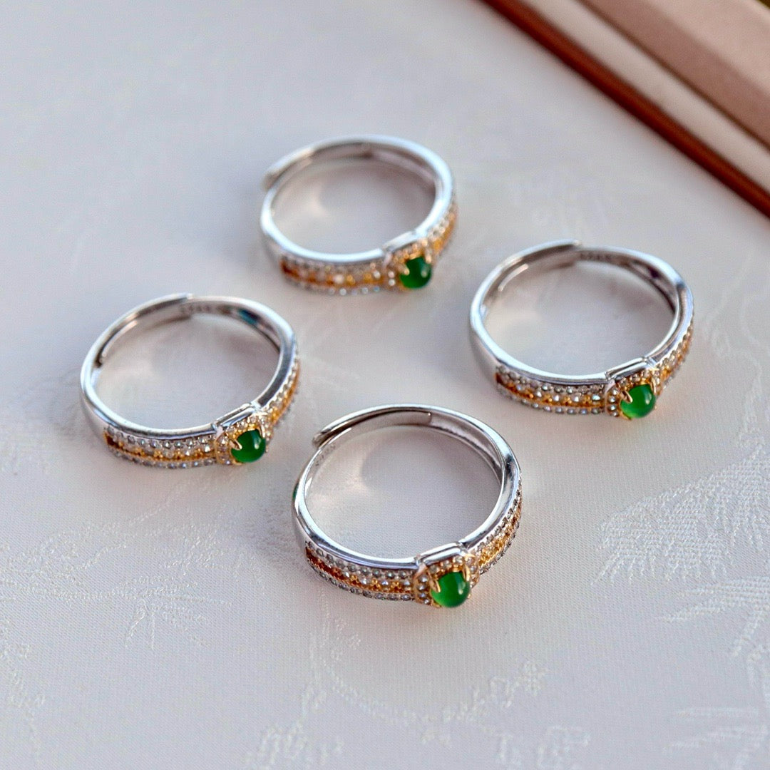 Natural Chrysoprasus Ring Luxury Band(Adjustable)
