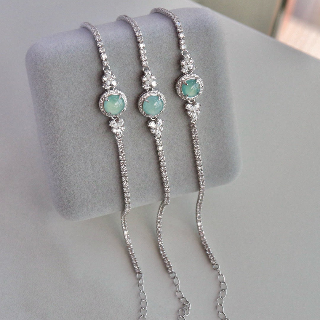 Natural Tiffany Blue Chrysoprasus Bracelet