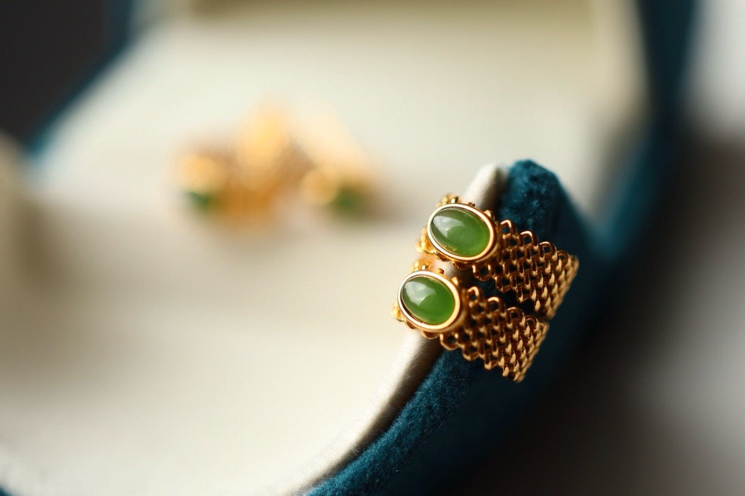Natural Chrysoprasus Tangle shape Earrings ❤️
