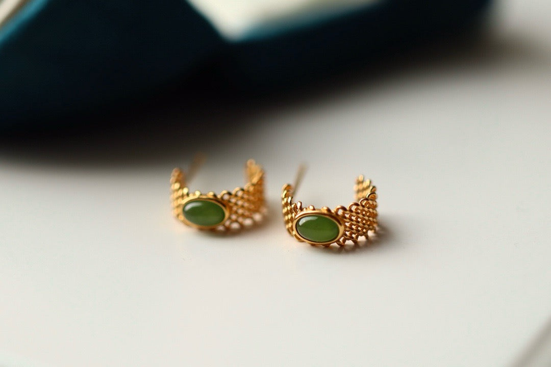 Natural Chrysoprasus Tangle shape Earrings ❤️