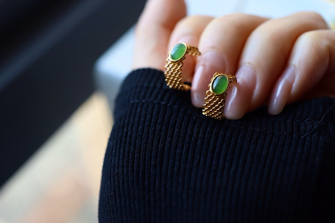 Natural Chrysoprasus Tangle shape Earrings ❤️