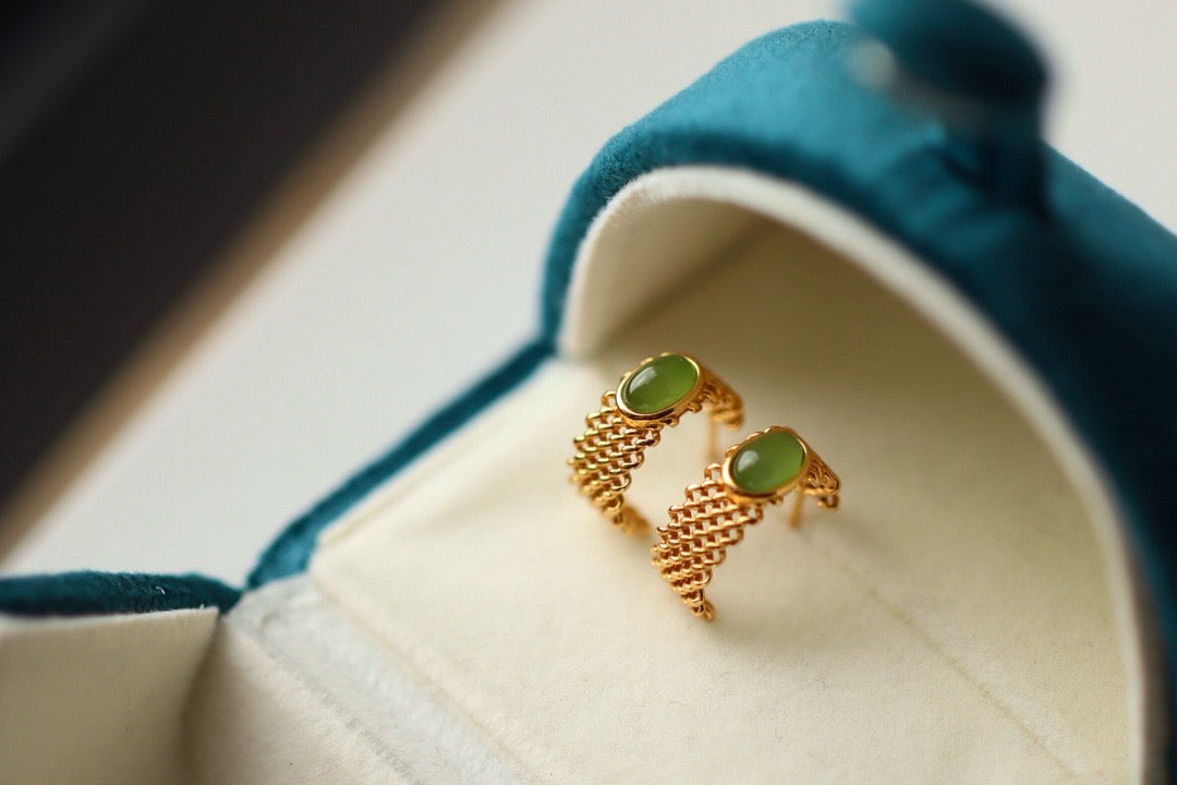Natural Chrysoprasus Tangle shape Earrings ❤️