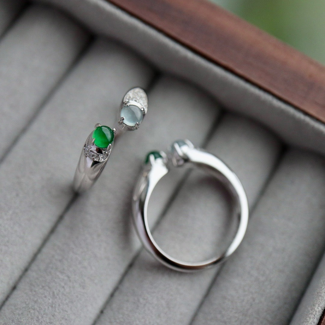 Natural mixed colors Chrysoprasus Ring(Adjustable)