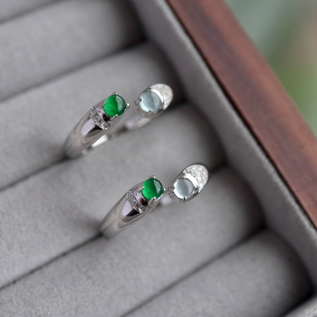 Natural mixed colors Chrysoprasus Ring(Adjustable)
