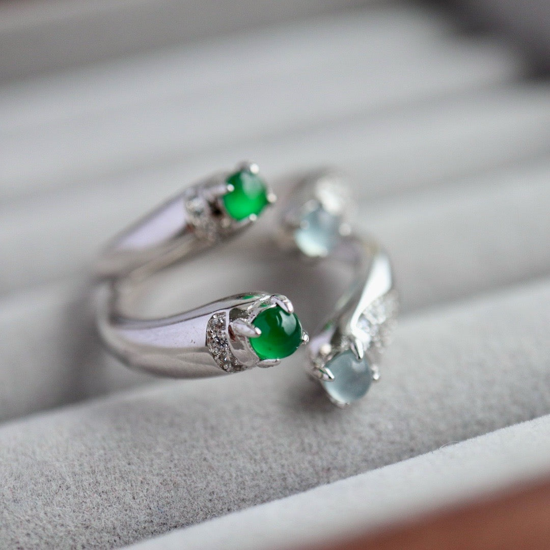 Natural mixed colors Chrysoprasus Ring(Adjustable)