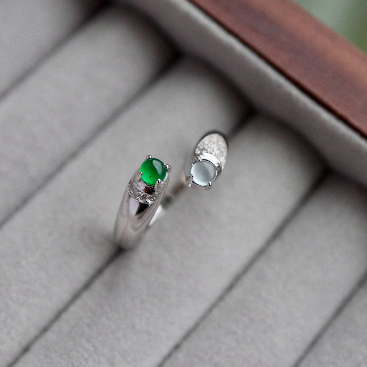 Natural mixed colors Chrysoprasus Ring(Adjustable)