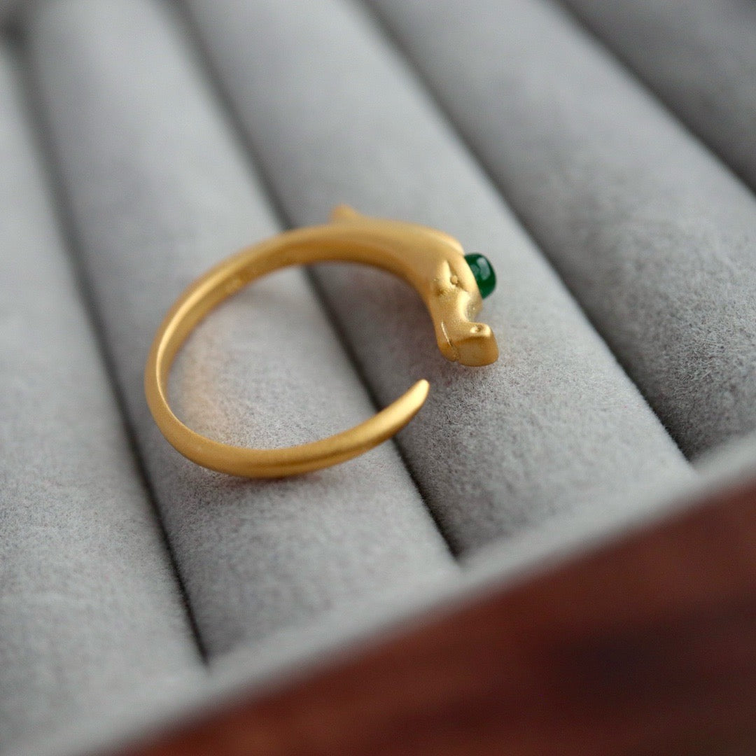 Dragon shape natural Chrysoprasus Ring