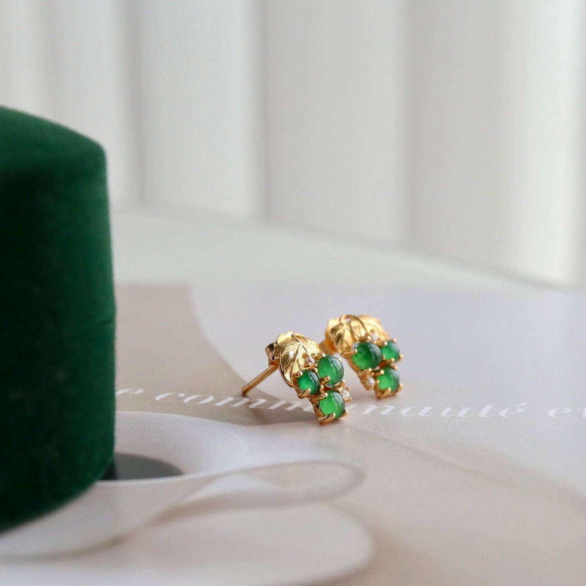 Grape shape natural Chrysoprasus earrings