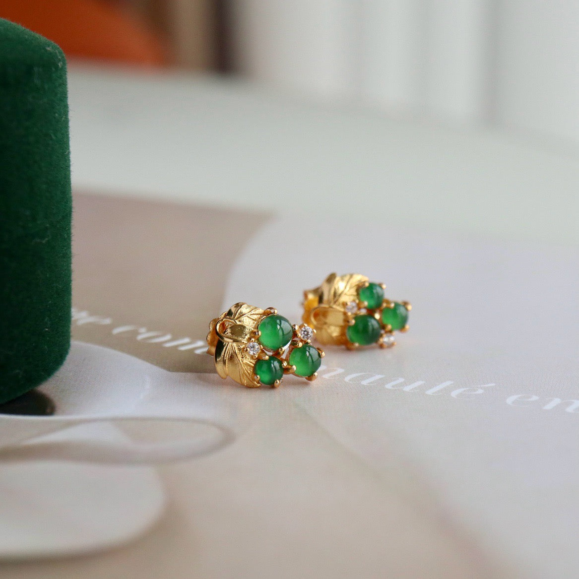 Grape shape natural Chrysoprasus earrings
