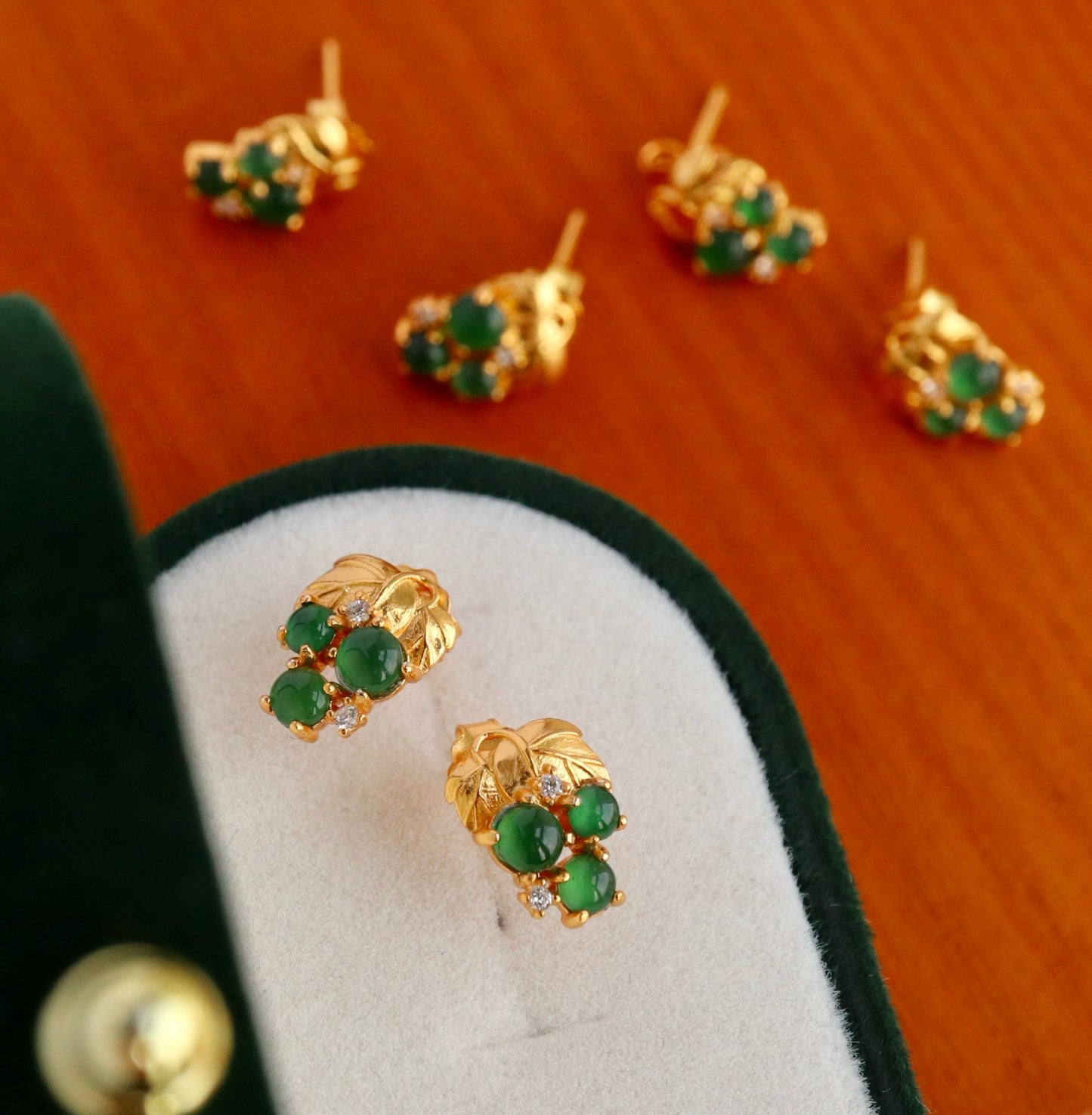Grape shape natural Chrysoprasus earrings