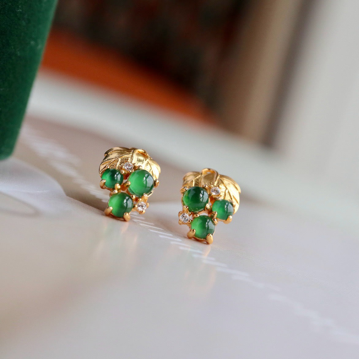 Grape shape natural Chrysoprasus earrings