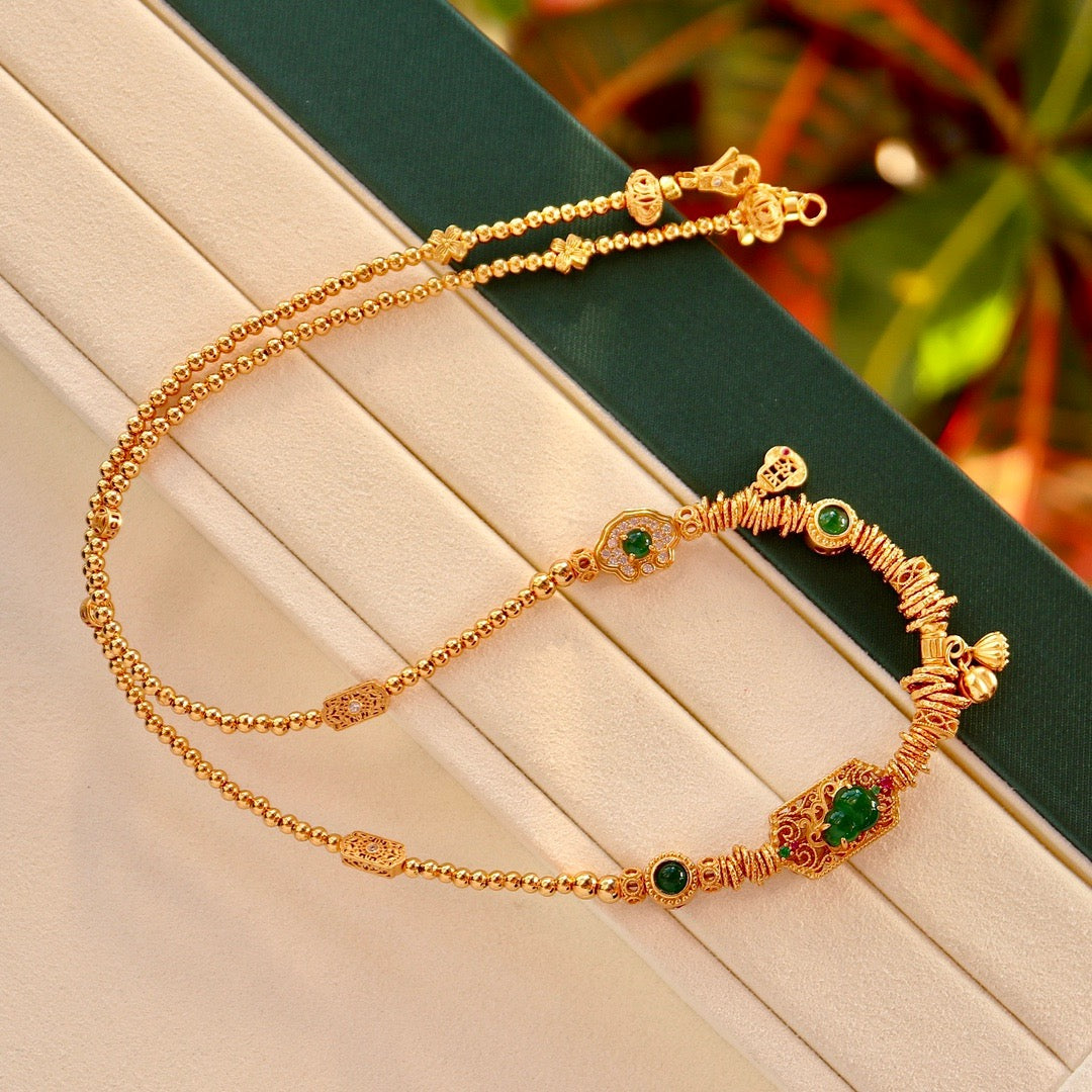Natural Chrysoprasus necklace with minority design