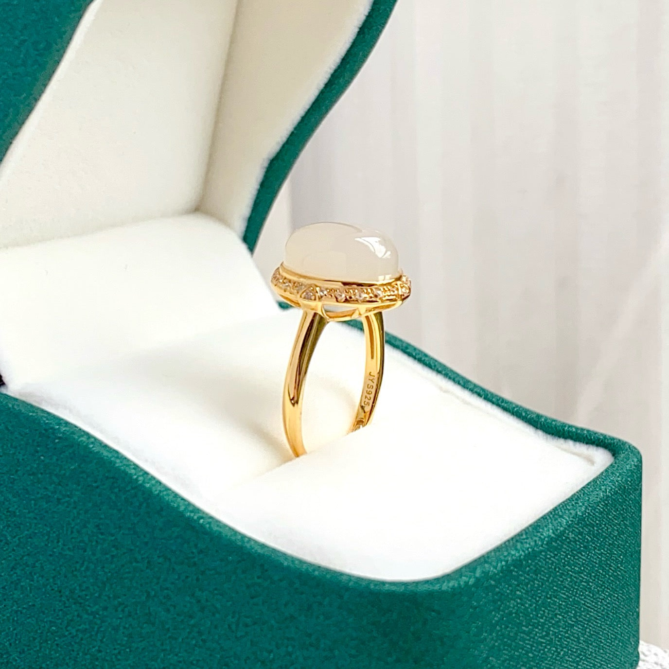 Nature Milky White HeTian Jadite Ring with Oval Shape( Adjustable)