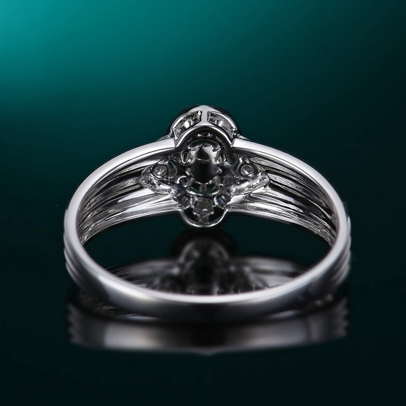 Oval Shape with wide band solid design Emerald Ring