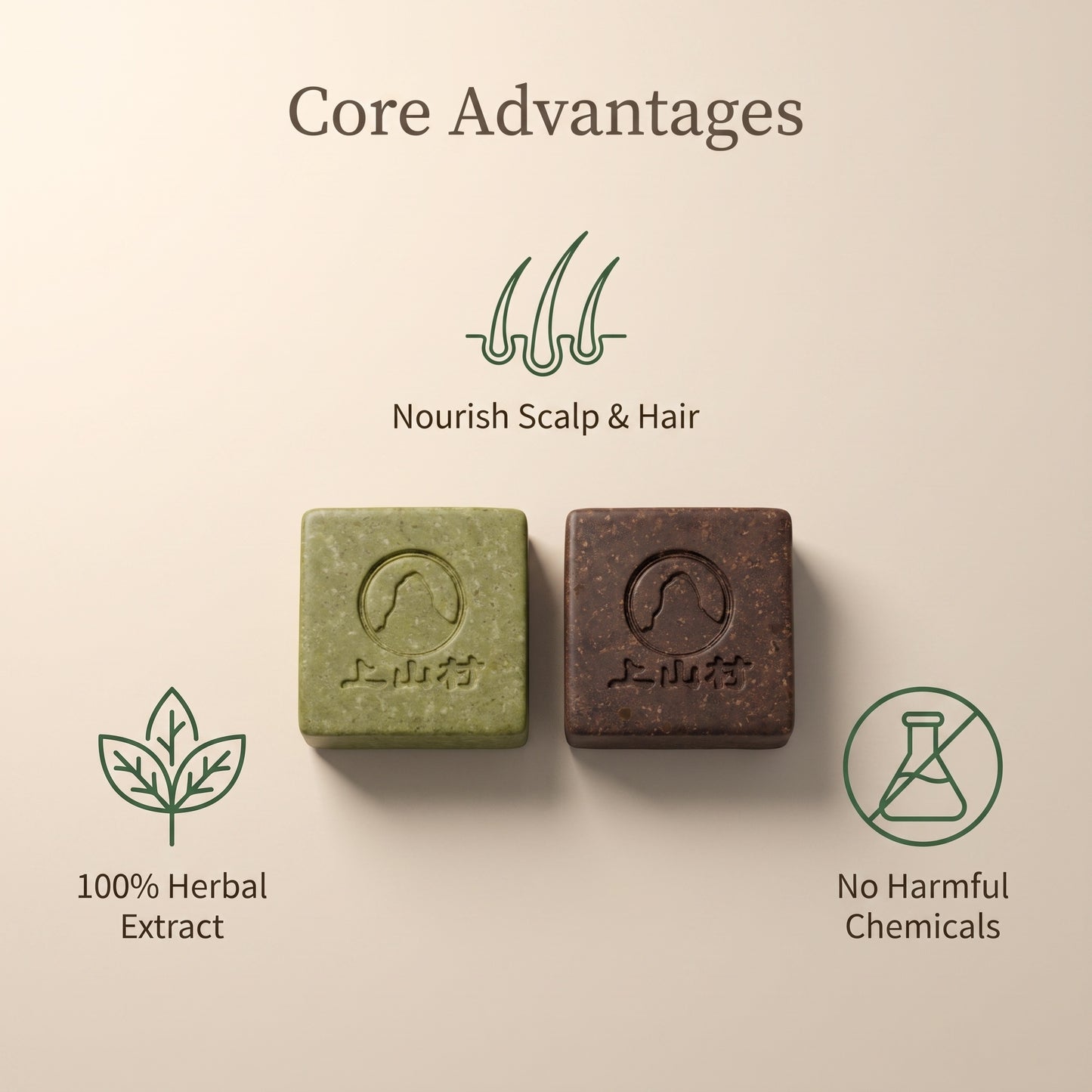 Ginseng Pine Shampoo Soap (Herbal skills Soap)and Ginseng And Rehmannia Shampoo Soap (Black Handcrafted Soap)