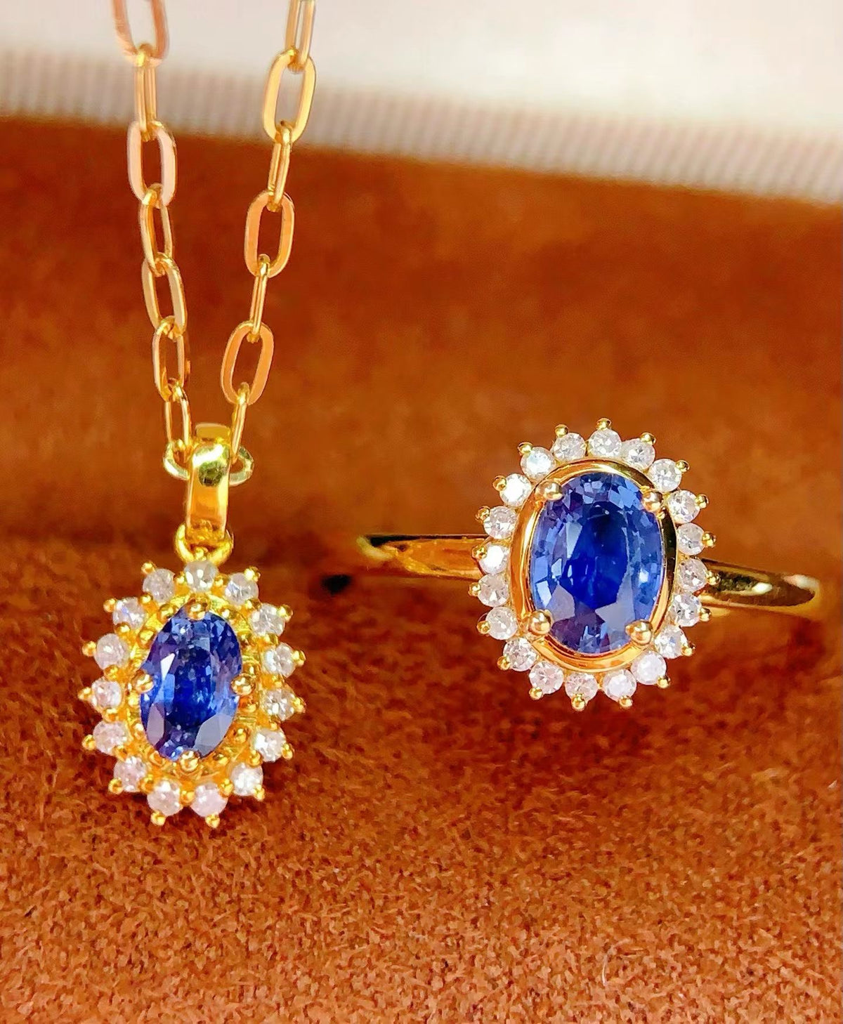 Natural Sapphire set ( necklace and Ring)