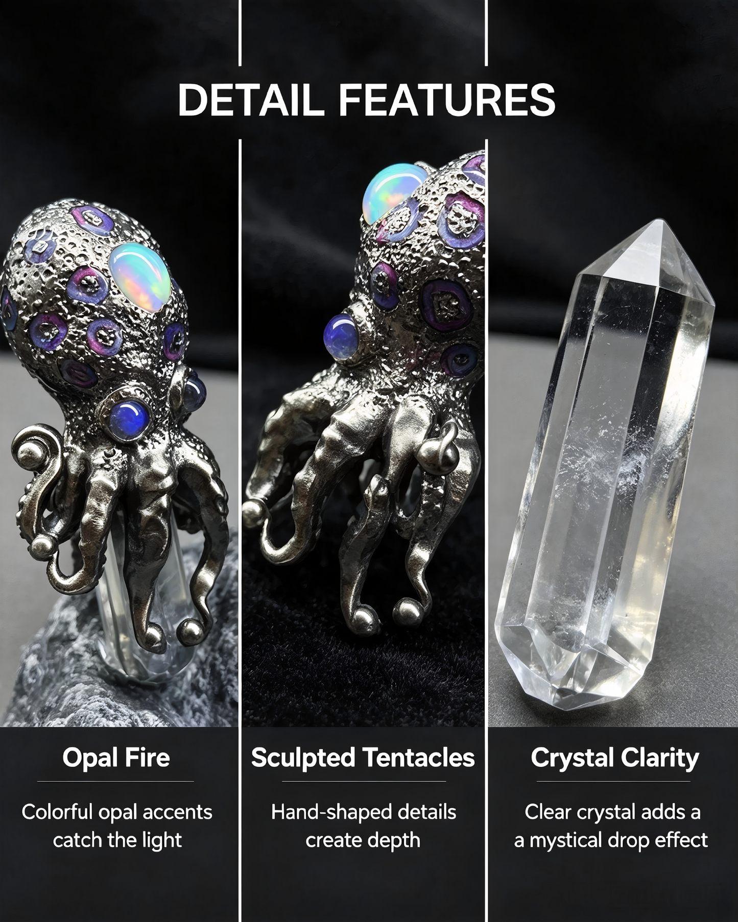 One‑of‑Kind Deep‑Sea Octopus Silver Art Ornament