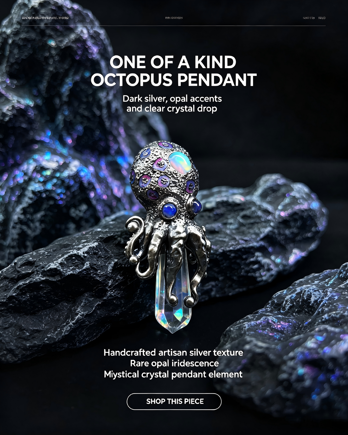 One‑of‑Kind Deep‑Sea Octopus Silver Art Ornament