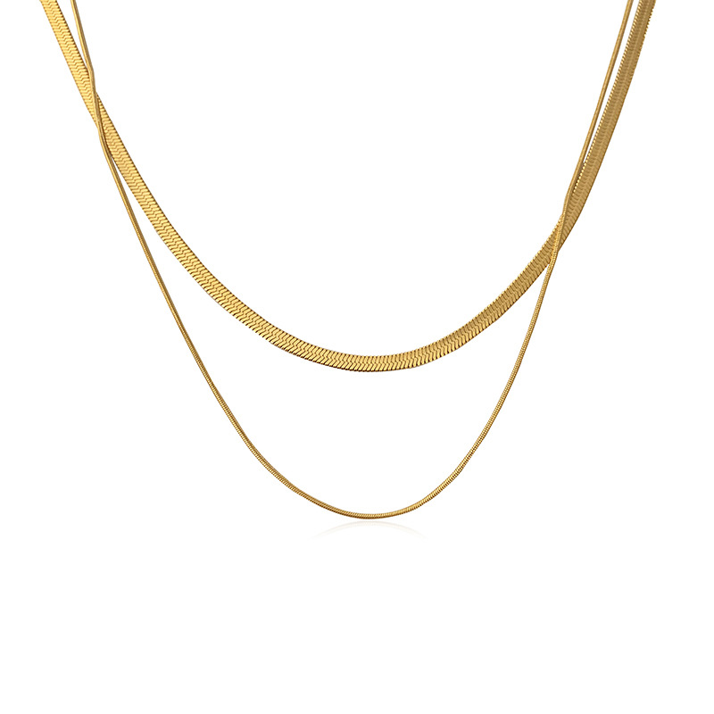 Double Layer Snake Bone Titanium Steel Necklace